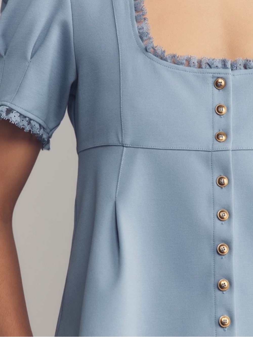 Maeve Puff-Sleeve Babydoll Top - Size L